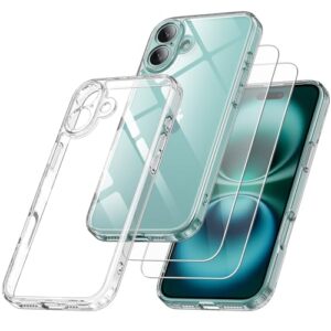 Qasyfanc Camera Cover Case Compatible with iPhone 16 Plus 6.7" with 2 Pack Tempered Glass Screen Protector