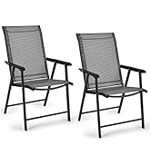 RELAX4LIFE Set of 2 Outdoor Dinning Chairs, Patio High Back Fabric Garden Chairs with Armrests, I...