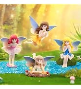 Fairy Figures 4PCS Little Fairy Decorations Miniature Fairy Ornaments Flower Fairies for Garden A...