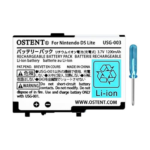 OSTENT 3.7V 1200mAh Rechargeable Li-ion Polymer Lithium-ion Battery Pack Tool Kit for Nintendo DSL NDS Lite