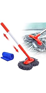 Aimisite Car Wash Brush Telescopic Car Wash Mop Cleaning Mop 360° Rotating Car Mop with Double He...