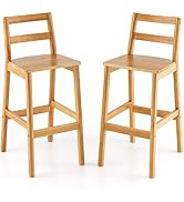 COSTWAY Bar Stools Set of 2, PVC Leather Upholstered Swivel Bar Chair with Low Back, Footrest & R...