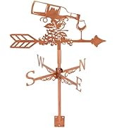 SUPERDANT Grape Weather Vane for Roof Mount Wine Bottle Metal Weathervane Wind Vanes for Outside ...