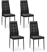 COSTWAY Dining Chairs Set of 4, Upholstered Kitchen Chairs with High Backrest & Non-slip Foot Pad...