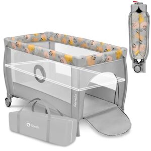 lionelo STEFI PLUS 2in1 Travel Cot & Playpen Portable with 2-Level Mattress Heigh