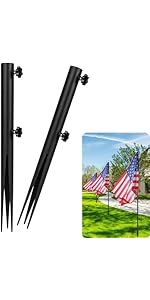 VANROUG 2 Pcs Steel Torch Stakes, Outdoor Lights Stakes for Ground Metal, Flag Spike Ground Stake...