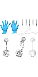 NIUSIMAN Mixed Piercing Kit,Piercing Kits for All Piercings Stainless Steel 14G 16G 18G 20G Nose ...