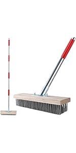 Mitclear Heavy Duty Wire Broom with Telescopic Handle(57IN), Stiff Metal Bristle Brush for Removi...