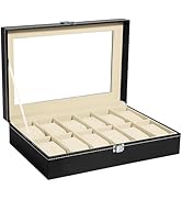Uten Watch Box with 10 Compartments, Watch Box for men, Watch Display Case, Watch Storage Box wit...