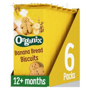 Organix Banana Bread Biscuit Toddler Snacks Shaped as Gingerbread Men 135 g (Pack of 6)