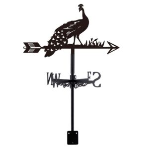 SUPERDANT Peacock Weather Vane Animal Weathervane Peacock Metal Weathervanes Black Wind Vanes Wind Direction Indicators for Garden Roof Sheds Farmhouse Yard Outdoor Decoratio