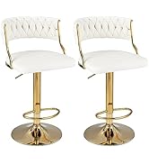 COSTWAY Bar Stools Set of 2, Height Adjustable Swivel Bar Chairs with Backrest, Anti-Slip Metal B...