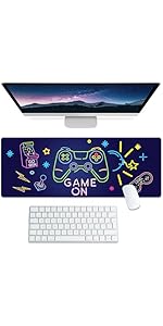 Gaming Mouse Pad Desk Pad, Gaming Mousepad 31.5X11.8in Extended Large Office Desk Mat, Computer K...
