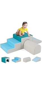 Maxmass Baby Climb and Crawl Foam Play Set, 4Pcs Colorful Toddlers Soft Foam Blocks, Educational ...