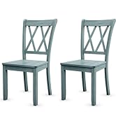COSTWAY Dining Chairs Set of 2/4, Kitchen Chairs with Ladder Backrest, Rubber Wood Legs & Non-sli...