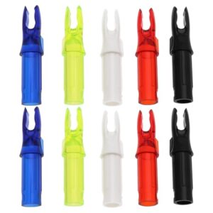 VGOL 50PCS Archery Arrow Nocks for Carbon Arrow Nocks with an Inner Diameter of 6.2mm 32mmx6.2mm Black/White/Transparent Red/Transparent Blue/Transparent Yellow