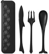 Loyzcy Camping Cutlery Set, Plastic Cutlery, Ocean Themed Portable Travel Cutlery Set with Case, ...