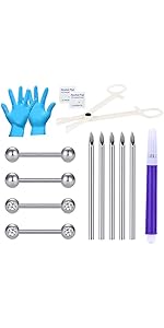 NIUSIMAN Piercing Kit,Piercing Kits for All Piercings Ear Nose Septum Earrings Cartilage Tragus B...