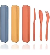 Travel Cutlery Set with Case,Portable Camping Cutlery Set,3 Sets Reusable Utensils Plastic Knife ...