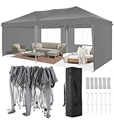 TOOLUCK Pop up Gazebo 3x6 with 4 Removable Sidewalls Pop up Gazebo for Parties Waterproof UPF50+ ...
