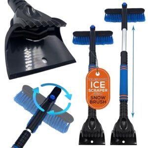 Telescopic Ice Scraper for Car Windscreen with 360 Degree Scratch-Free Snow Brush for Car