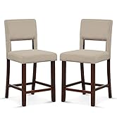 COSTWAY Bar Stools Set of 2, Upholstered PU Leather Breakfast Stools with Backrest, Footrests and...