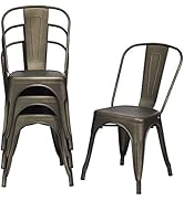 COSTWAY Set of 4 Metal Stacking Stools, Square Nesting Bar Stool with Handing Hole & Footrest, Br...