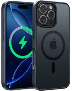 FNTCASE for iPhone 16 Pro Case: Magnetic Matte Translucent Military Grade Drop Protective Phone Case | Shockproof Thin Rugged Durable Protection Bumper Cover (Black)