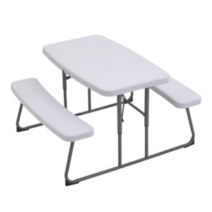 Warmiehomy Kids Picnic Table Folding Table and Chairs for Children Outdoor Camping Table and Bench HDPE Tabletop Folds Flat for Storage Kids Table for Yard Patio Lawn Party
