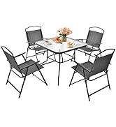 RELAX4LIFE 4PCS Conversation Set, Outdoor Garden Furniture Set with Cushion & Curved Armrest, Met...