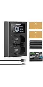 NEEWER NP-W235 Camera Battery Charger Set, Dual Slot USB Charger with LCD, 2 Pack 2400mAh Replace...