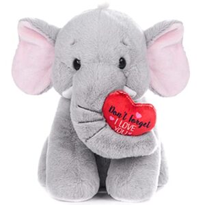 My OLi Plush Elephant Teddy 22cm Soft Elephant with Red Heart Stuffed Animal I Love You Elephant Plush Toys for Babies Kids Boys Girls Love