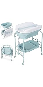 Maxmass 4-in-1 Baby Changing Table, Portable Infant Diaper Care Station with PVC Pad, Bath Tub, S...