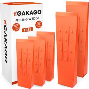 Gakago felling wedge set (pack of 5) - Non-slip plastic wedges with barbed scales and profiled grain - Extremely impact-resistant & frost-resistant in eye-catching orange signal colou