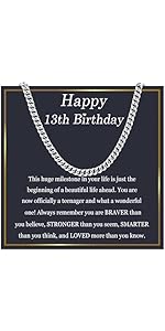 EPIRORA 13th Birthday Gifts for Boys,Cuban Chain 13 Year Old Boys Birthday Gifts,Happy Birthday G...