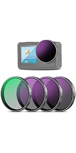 NEEWER Snap On ND Filter Set Compatible with DJI Osmo Action 3/4/5 Pro, 4 Pack ND8+ND16+ND32+CPL ...