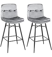 COSTWAY Bar Stools Set of 2/4, Velvet Upholstered Dining Chairs with Backrests and Footrests, Bre...
