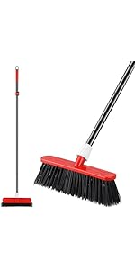 Mitclear Yard Broom Heavy Duty with Long Handle(57IN), Garden Brush with Stiff Bristles, Outdoor ...