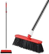 Mitclear Heavy Duty Wire Broom with Telescopic Handle(57IN), Stiff Metal Bristle Brush for Removi...