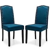 COSTWAY Dining Chairs Set of 2/4, Upholstered Fabric Kitchen Chairs with High Backrest, Adjustabl...