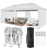 TOOLUCK Pop up Gazebo 3x6 with 4 Removable Sidewalls Pop up Gazebo for Parties Waterproof UPF50+ ...