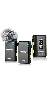 Neewer CM28 Wireless Lavalier Microphone System, 1 Click Noise Canceling, 4GB Storage for 9Hrs of...