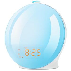 Alarm Clock Wake Up Light with Sunrise/Sunset Simulation Dual Alarms and Snooze Function