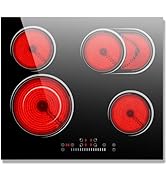 4 Zone Electric Hob, Nefaracy 60cm Ceramic Hob 6000W, Built-in Electric Ceramic Hob with Touch Co...