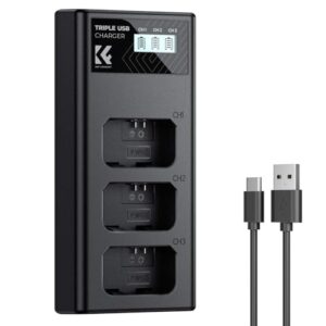 K&F Concept NP-FW50 Triple Slot LCD Battery Charger Compatible with Sony ZV-E10