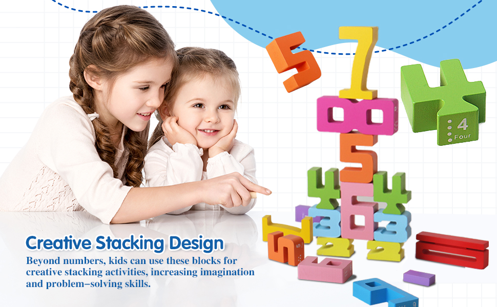 Wooden Number Building Blocks