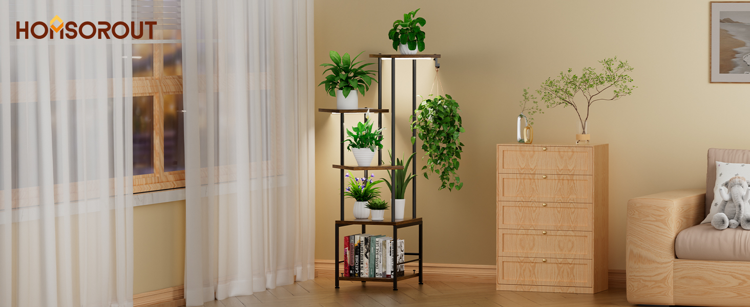 Homsorout Plant Stand with Grow Lights