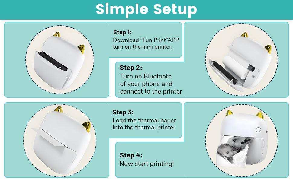 Mini Thermal Printer Portable Inkless Sticker Printer