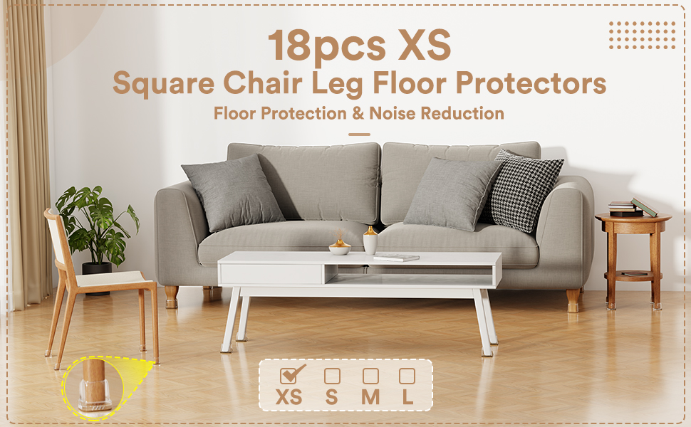 Square chair leg floor protectors