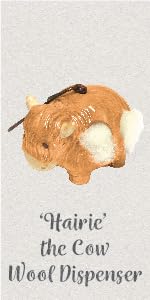 Wildlife World Farmyard Range - 'Hairie' Hanging Ceramic Highland Cow With Nesting Wool